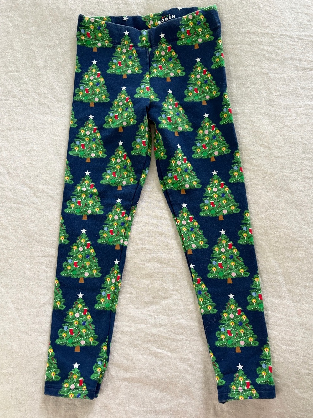 Mini Boden Girls Christmas Tree Leggings in size 6-7yr 🎄 Cozy Holiday Tights